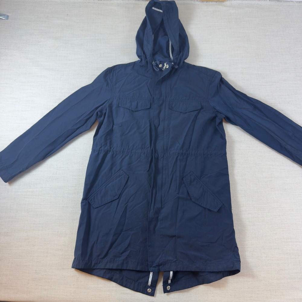 Madewell Fielder Anorak Jacket Womens M Navy Hooded Utility Parka E8829